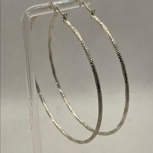 925 Sterling Silver Mexico Diamond Cut Hoop Earrings